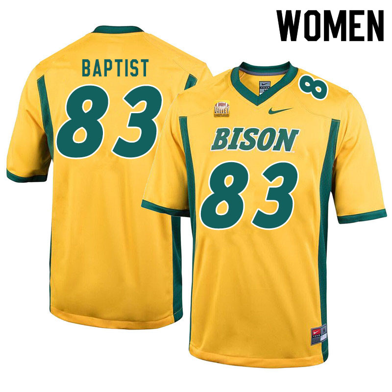 Women #83 DJ Baptist North Dakota State Bison College Football Jerseys Sale-Yellow